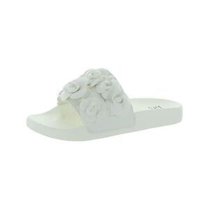 INC Womens White Flower Detail Peymin Round Toe Slip On Slide Sandals 5 M
